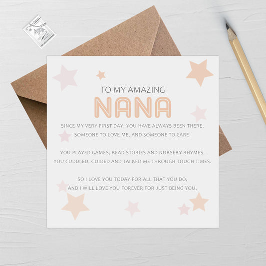 Nana Mother's Day Card, Sentimental Cute Poem Card