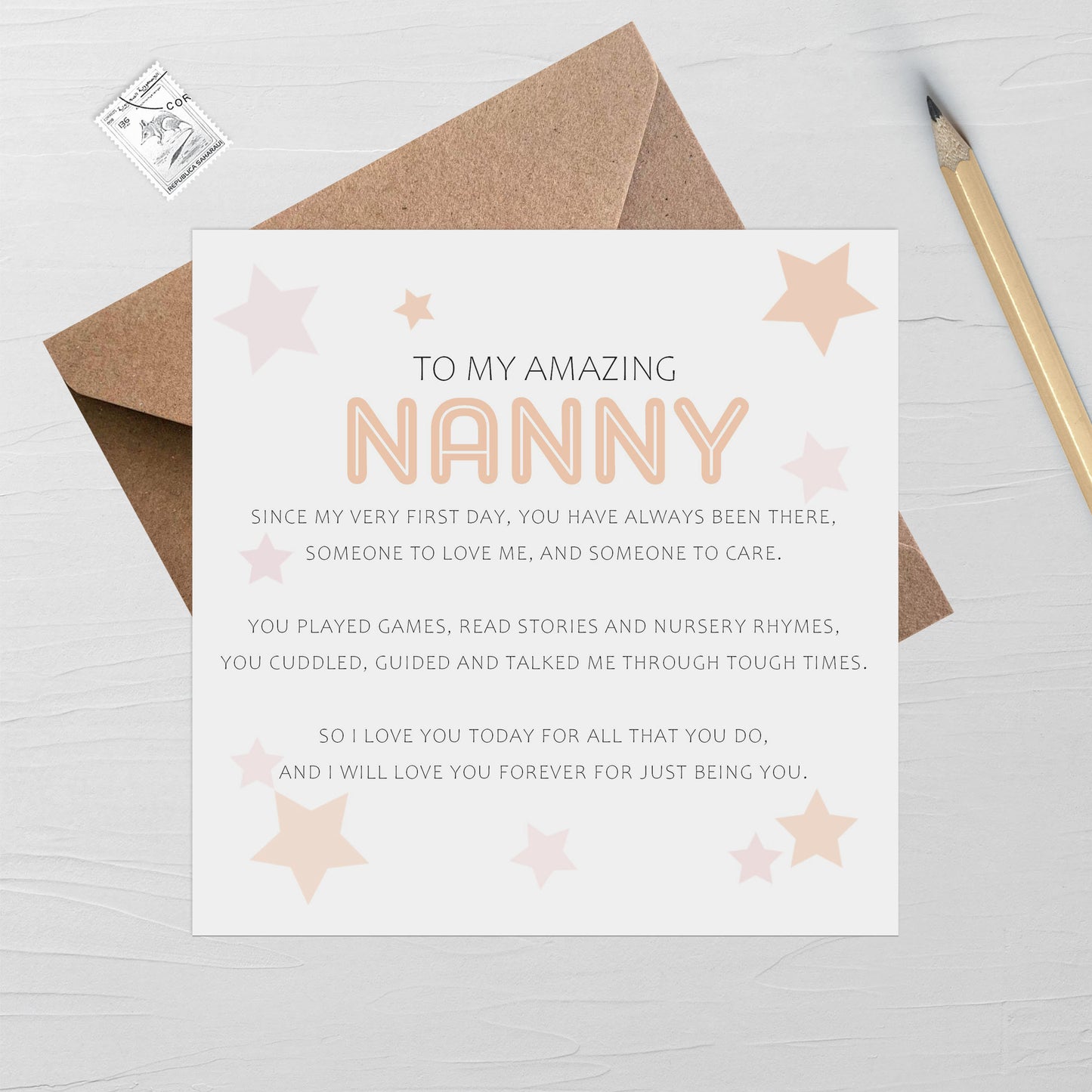 Nanny Mother's Day Card, Sentimental Cute Poem Card