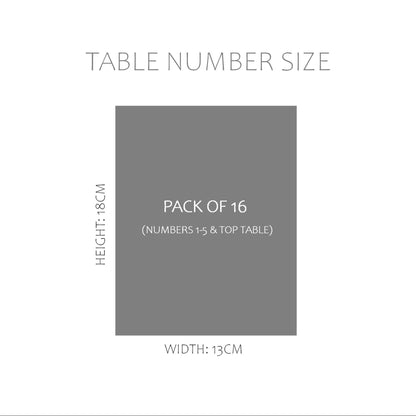 Greenery Table Number Cards - Numbers 1-15 & Top Table