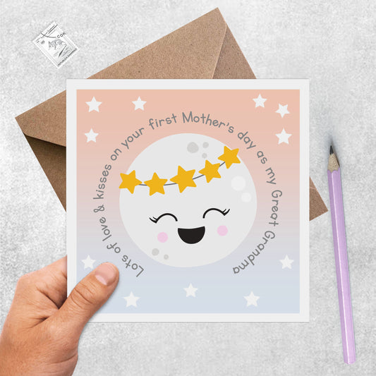 Great Grandma 1st Mother's Day - Cute Moon Great Grandparent Mother's Day Card