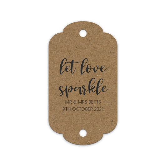  Kraft Sparkler gift tags, wedding sparklers, let love sparkle tags., Personalised pack of 10 by PMPRINTED 
