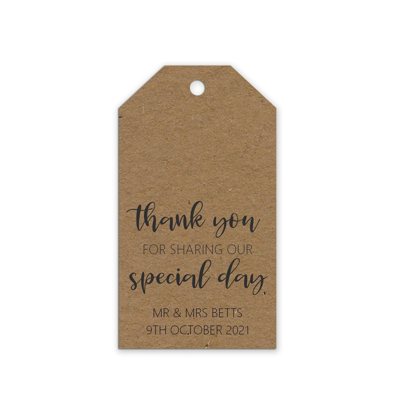  Kraft thank you for sharing our special day, wedding favour gift tag, Personalised pack of 10 by PMPRINTED 