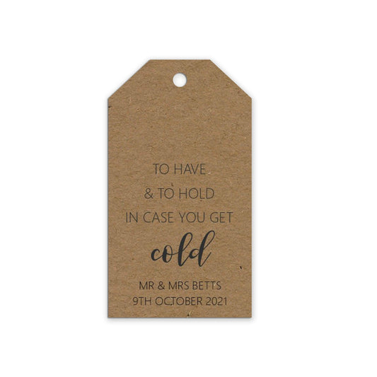  Kraft to have and to hold in case you get cold, blankets wedding favour gift tag, Personalised pack of 10 by PMPRINTED 