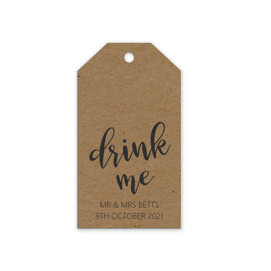  Kraft wedding Gift Tags Drink me gift tags, alcohol favours, Personalised pack of 10 by PMPRINTED 
