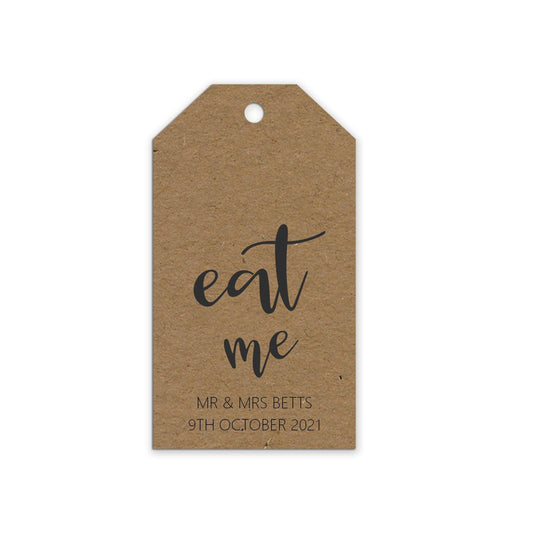  Kraft wedding Gift Tags Eat me gift tags, perfect for candy, food favours, Personalised pack of 10 by PMPRINTED 
