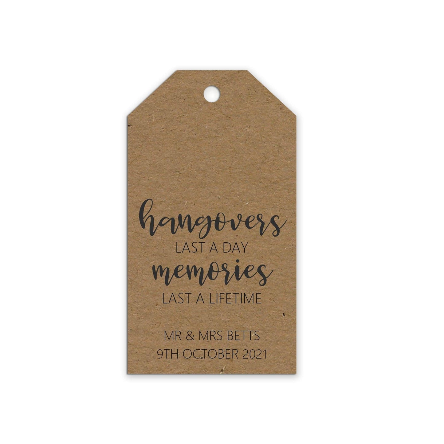  Kraft Wedding Gift Tags Hangover kit swing gift tags, perfect for favours, Personalised pack of 10 by PMPRINTED 