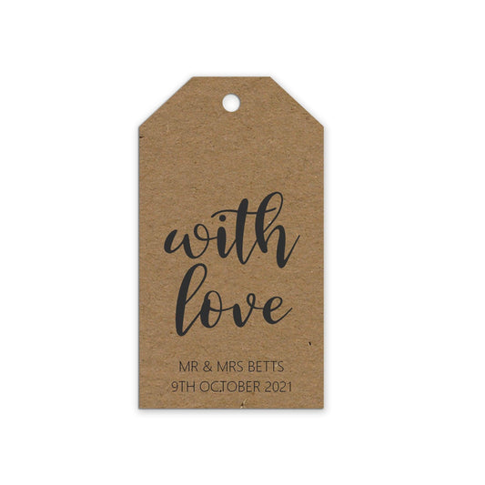  Kraft with love gift tags, perfect for favours, Personalised pack of 10 by PMPRINTED 