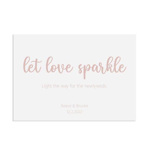  Let Love Sparkle Rose Gold Effect Wedding Sign, Personalised A5, A4, Or A3 by PMPRINTED 