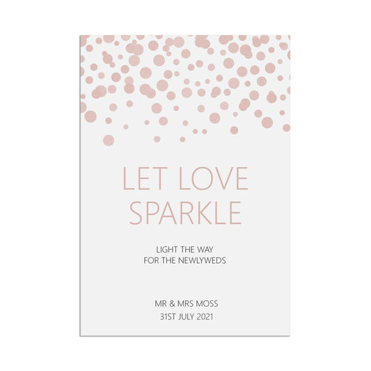  Let Love Sparkle Wedding Sign, Blush Confetti Personalised A5, A4, Or A3 by PMPRINTED 