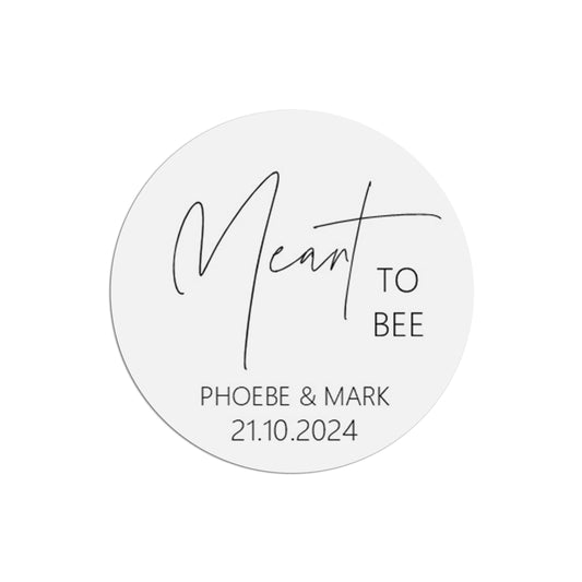  Meant To Bee Wedding Sticker, Black & White 37mm Round With Personalisation At The Bottom x 35 Stickers Per Sheet by PMPRINTED 