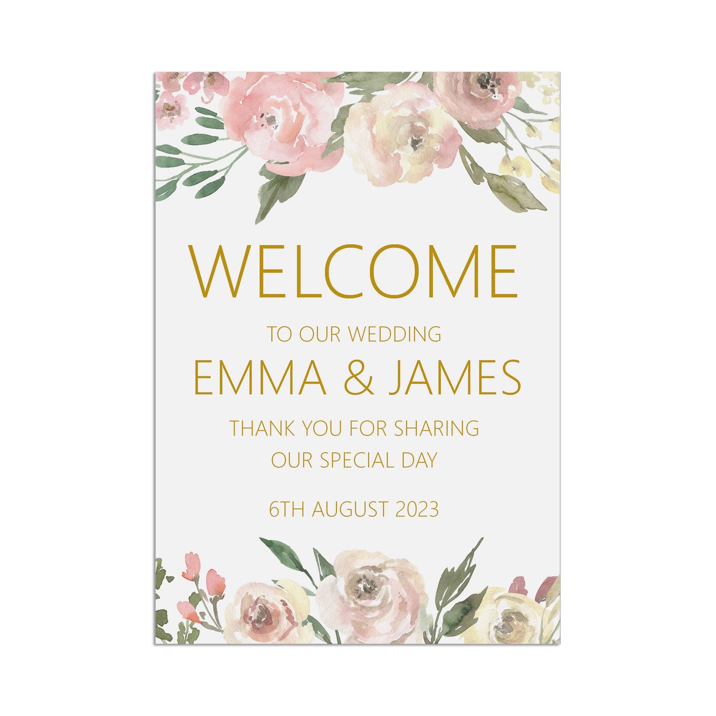 Blush Floral Welcome To Our Wedding Sign - 5 Sizes Available