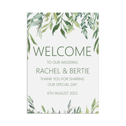 Welcome To Our Wedding Sign - Greenery
