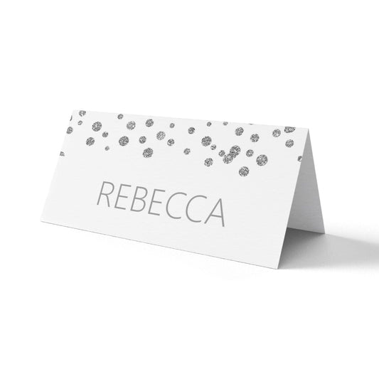  Personalised Printed Place Cards, Silver Effect Escort Cards For Weddings & Parties by PMPRINTED 