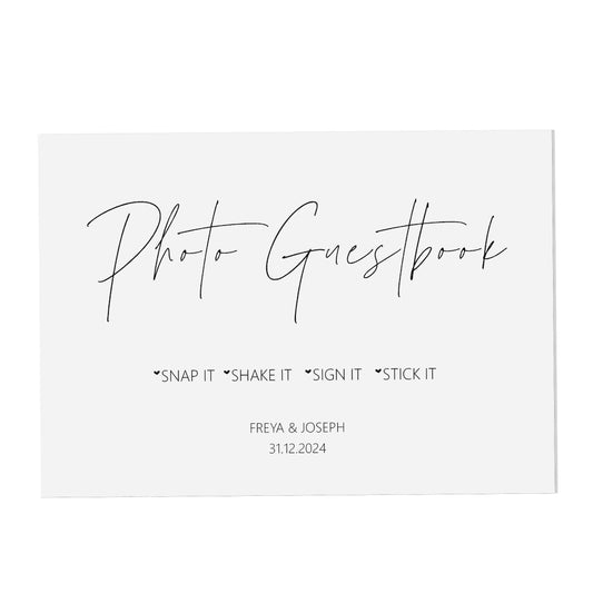  Photo Guest Book Wedding Sign, Personalised Black & White A5, A4 Or A3 Sign by PMPRINTED 