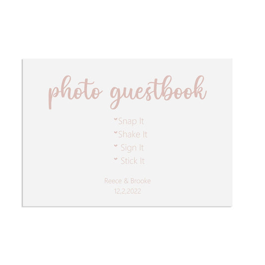  Photo Guest Book Wedding Sign, Personalised Rose Gold Effect A5, A4 Or A3 Sign by PMPRINTED 