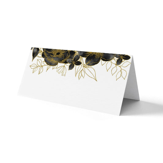  Place Cards Black & gold Floral Design Pack Of 25 Or 50 by PMPRINTED 