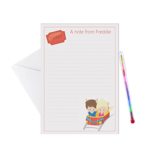  Roller coaster personalised writing set / notelets. Pack of 15, A5 sheets & envelopes by PMPRINTED 