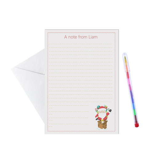  Santa in chimney personalised writing set / notelets,  Pack of 15, A5 sheets & envelopes by PMPRINTED 