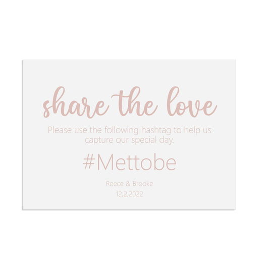  Social Media Hashtag Rose Gold Effect Wedding Sign, Personalised A5, A4, Or A3 by PMPRINTED 