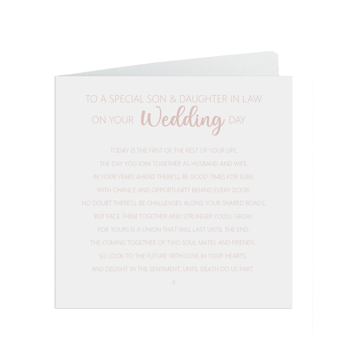  Son & Daughter In Law On Your Wedding Day Card, Rose Gold Effect 6x6 Inches In Size With A White Envelope by PMPRINTED 