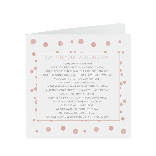  Son On Your Wedding Day Card, Blush Confetti 6x6 Inches With A White Envelope by PMPRINTED 