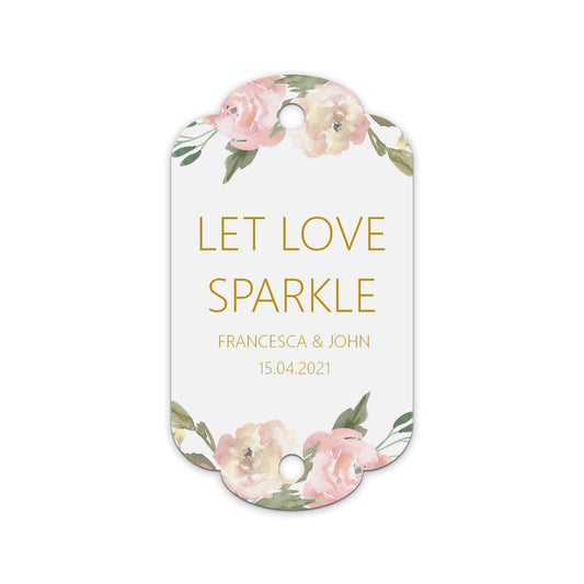  Sparkler Wedding Gift Tags Personalised Blush Floral, Sold In Packs Of 10 by PMPRINTED 