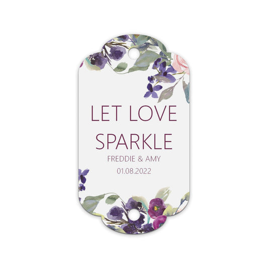  Sparklers Wedding Gift Tags, Purple Floral Personalised Pack Of 10 by PMPRINTED 