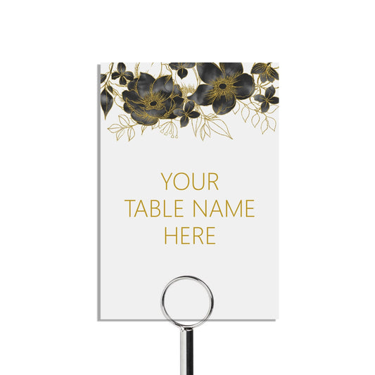  Table Name Cards, Black & Gold Custom Wording, 5x7 Inches by PMPRINTED 