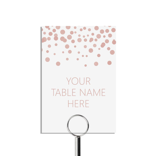  Table Name Cards, Blush Confetti Custom Wording, 5x7 Inches by PMPRINTED 