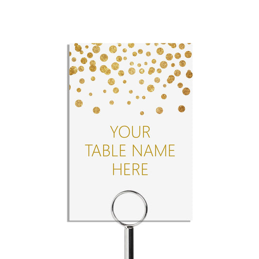  Table Name Cards, Gold Effect Custom Wording, 5x7 Inches by PMPRINTED 