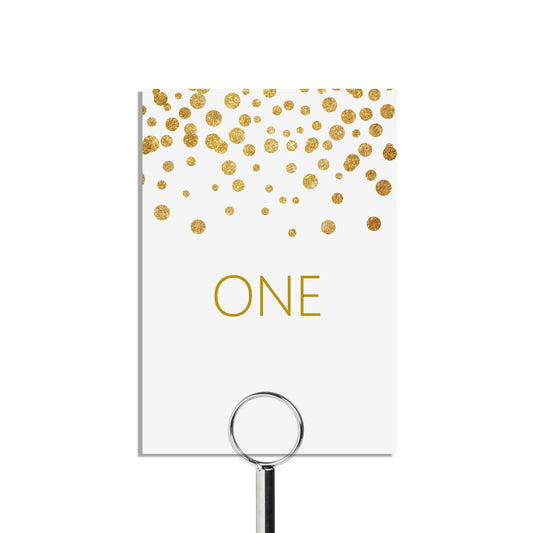  Table Number Cards, Gold Effect For Wedding Reception - Numbers 1-15 Plus Top Table 5x7 Inches by PMPRINTED 