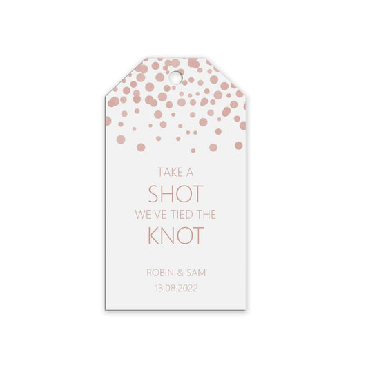 Take A Shot Wedding Gift Tag, Blush Confetti Personalised Pack Of 10 by PMPRINTED 