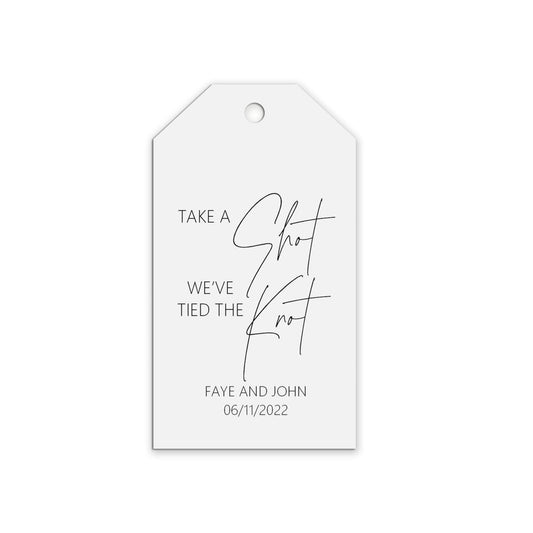  Take A Shot Wedding Gift Tags Personalised Black & White, Sold In Packs Of 10 by PMPRINTED 