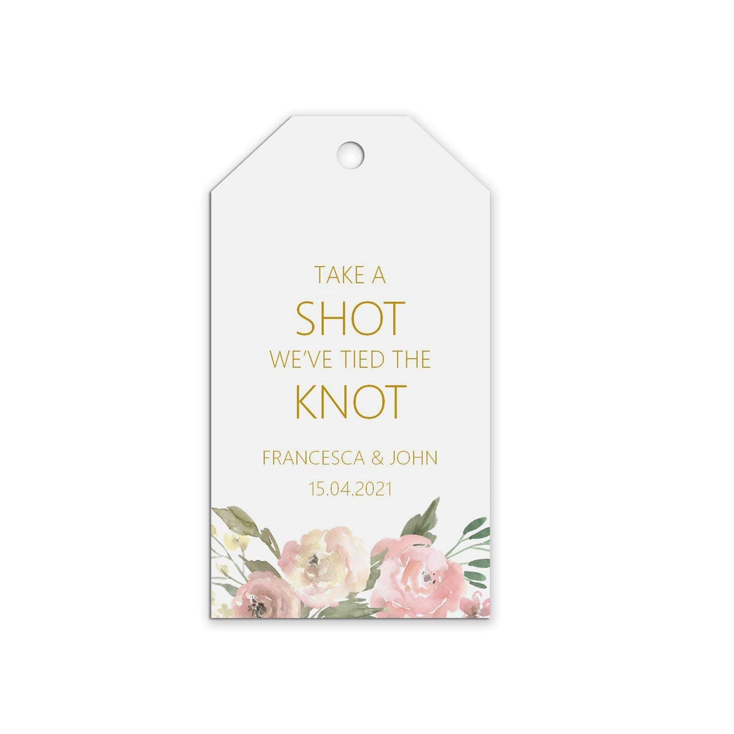  Take A Shot Wedding Gift Tags Personalised Blush Floral, Sold In Packs Of 10 by PMPRINTED 