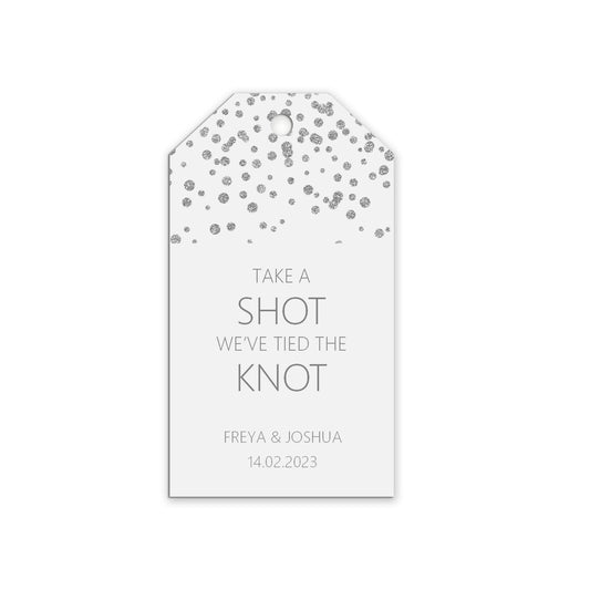  Take A Shot Wedding Gift Tags, Silver Effect Personalised Pack Of 10 by PMPRINTED 