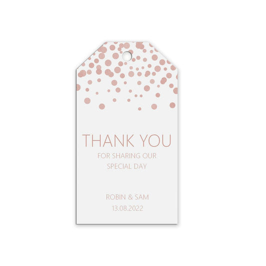  Thank You For Sharing Our Day Wedding Gift Tag, Blush Confetti Personalised Pack Of 10 by PMPRINTED 
