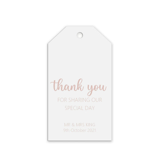  Thank You For Sharing Our Special Day Rose Gold Effect Personalised Gift Tags, Pack of 10 by PMPRINTED 