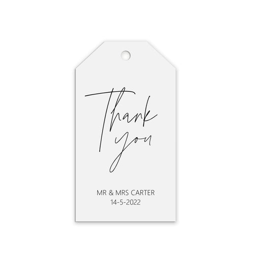  Thank You Wedding Gift Tags Personalised Black & White, Sold In Packs Of 10 by PMPRINTED 