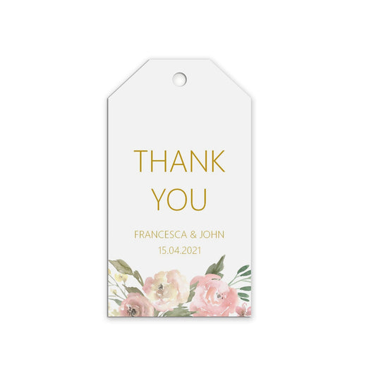  Thank You Wedding Gift Tags Personalised Blush Floral, Sold In Packs Of 10 by PMPRINTED 
