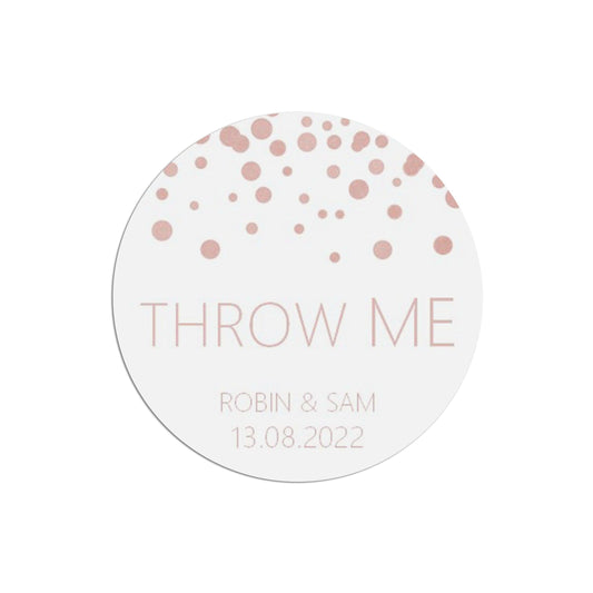  Throw Wedding Stickers, Blush Confetti 37mm Round Personalised x 35 Stickers Per Sheet by PMPRINTED 