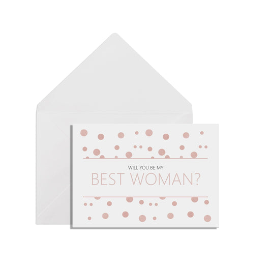  Will You Be My Best Woman? A6 Blush Confetti Wedding Proposal Card With White Envelope by PMPRINTED 