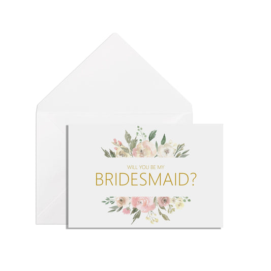  Will You Be My Bridesmaid? A6 Blush Floral Proposal Card With White Envelope by PMPRINTED 