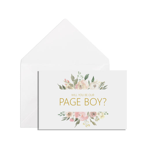  Will You Be Our Page Boy? A6 Blush Floral Proposal Card With White Envelope by PMPRINTED 
