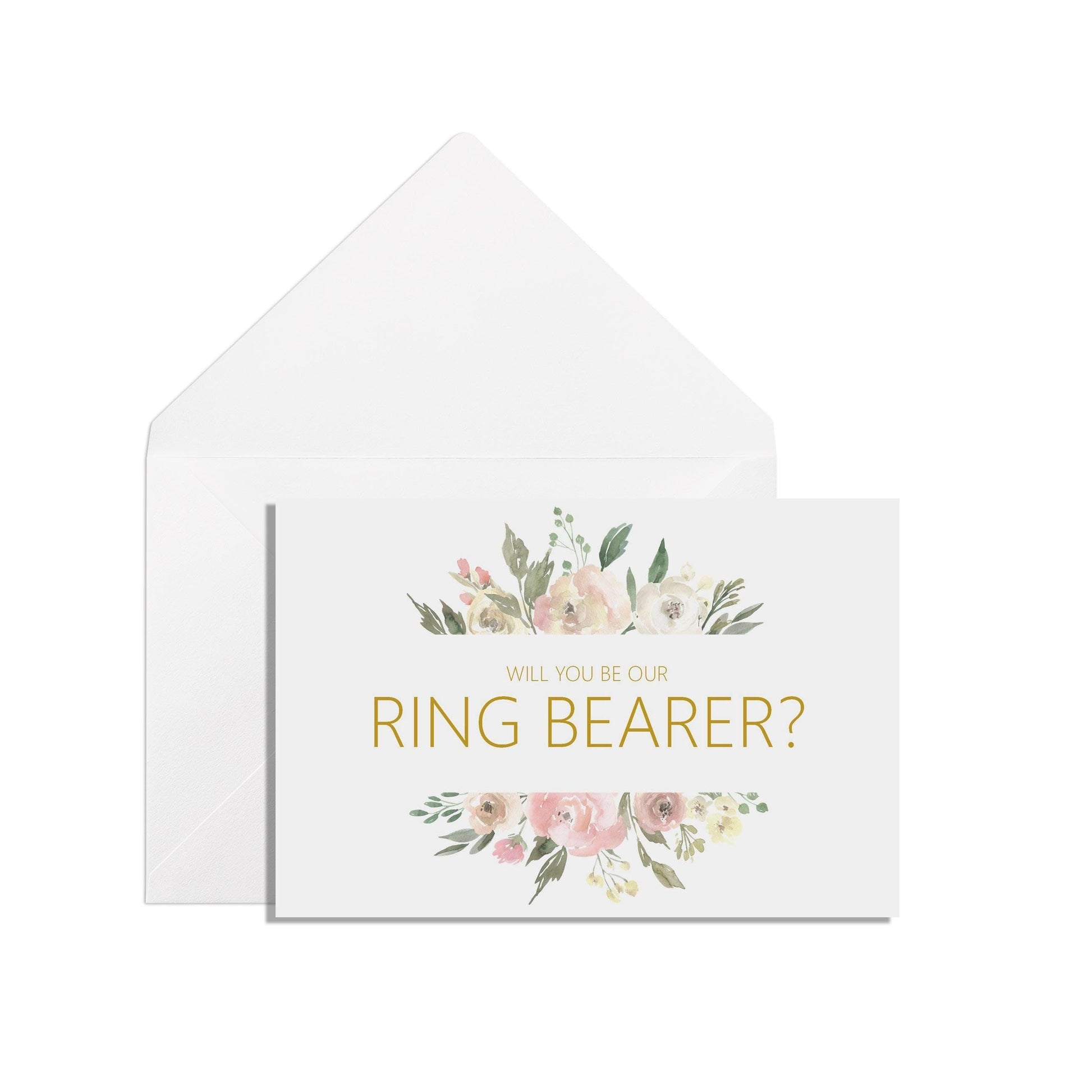  Will You Be Our Ring Bearer? A6 Blush Floral Proposal Card With White Envelope by PMPRINTED 