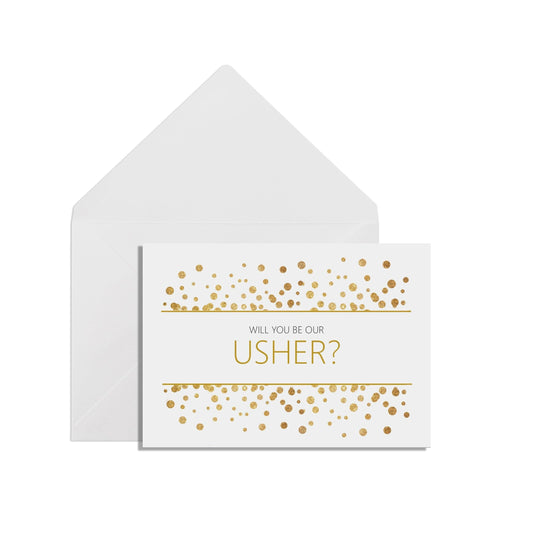 Will You Be Our Usher? A6 Gold Effect Wedding Proposal Card With A White Envelope by PMPRINTED 