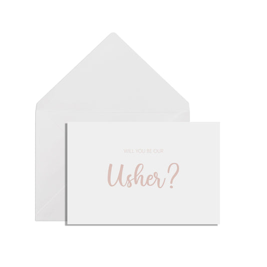  Will You Be Our Usher? A6 Rose Gold Effect Proposal Card With White Envelope by PMPRINTED 