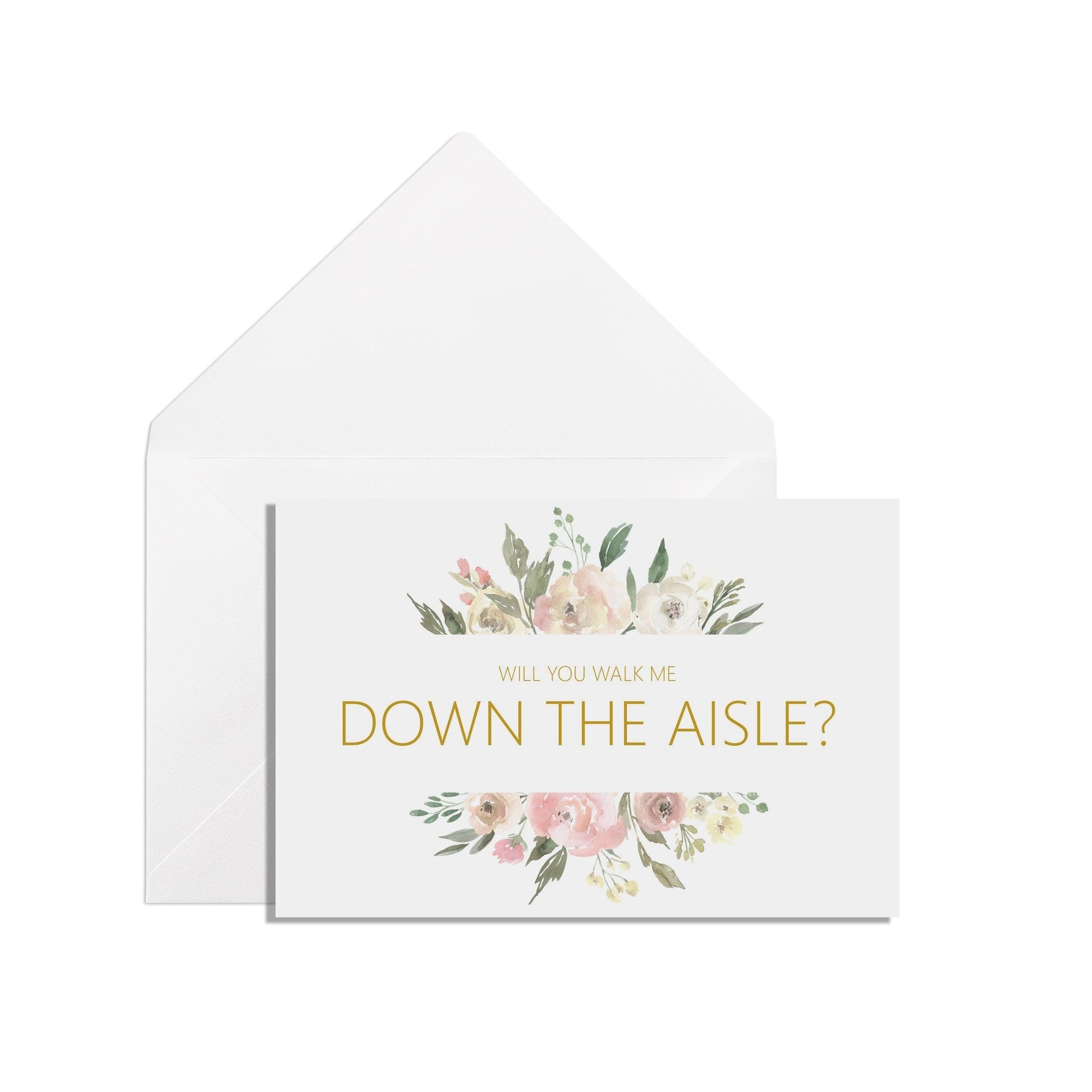  Will You Walk Me Down The Aisle? A6 Blush Floral Proposal Card With White Envelope by PMPRINTED 