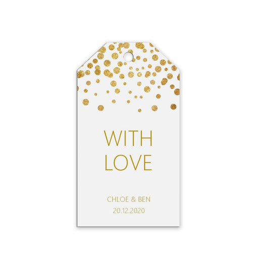 With Love Wedding Gift Tags, Gold Effect Personalised, Packs Of 10 by PMPRINTED 