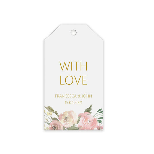  With Love Wedding Gift Tags Personalised Blush Floral, Sold In Packs Of 10 by PMPRINTED 